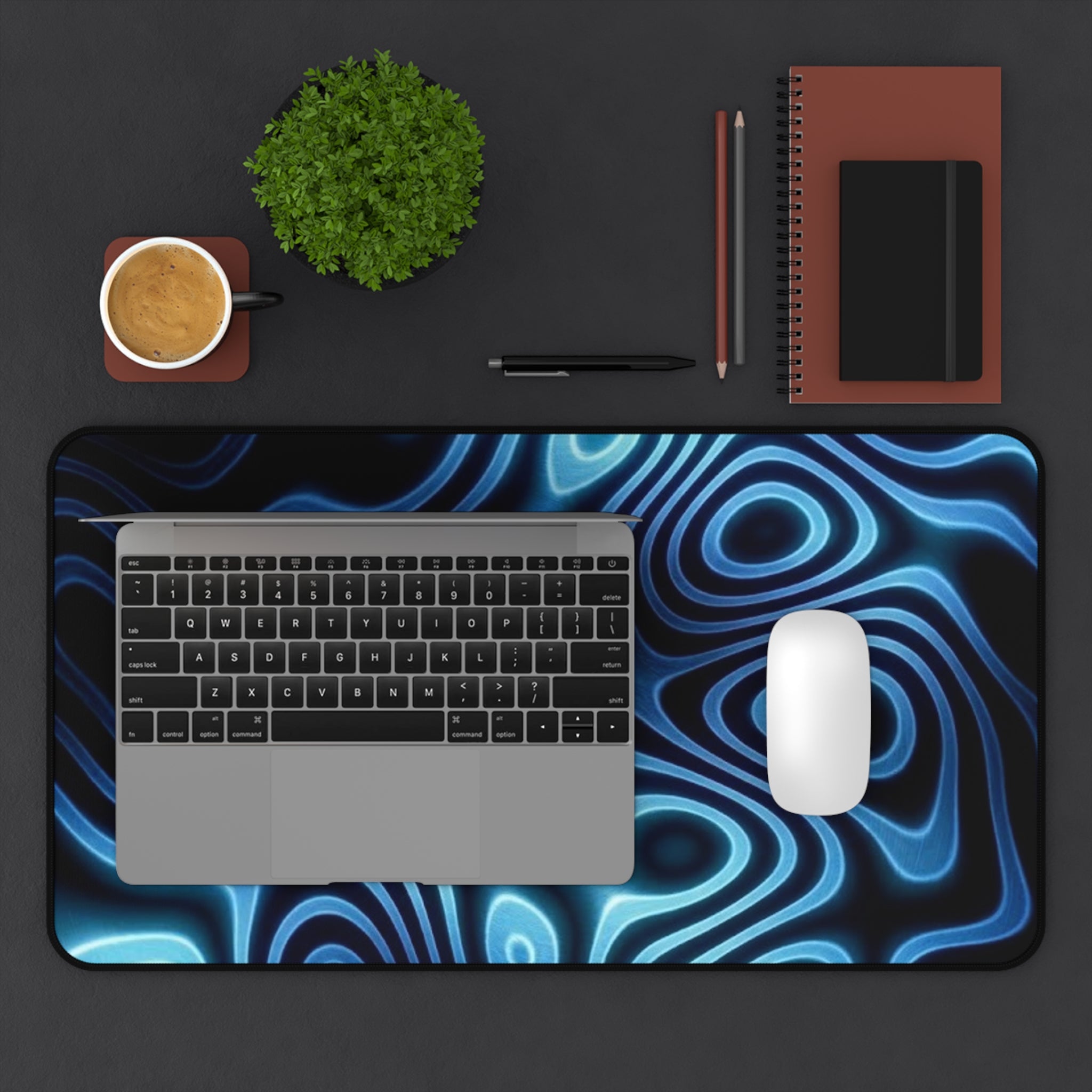 Blue Neon Desk Mat